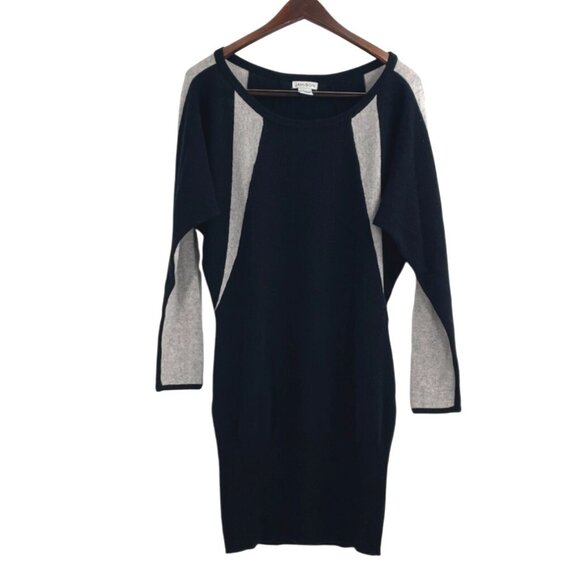 Jamison Womens Small Wool Cashmere Batwing Knit Sweater Dress Black Gray Cozy - Picture 1 of 7